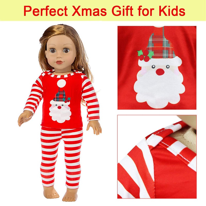 Ecore Fun Ecore un 2 Set 18 Inch Doll Christmas Clothes Dress Pajamas Outfits for 18 Inch Girl Doll - Image 2